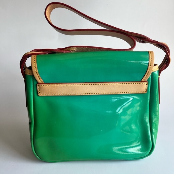 Dooney & Bourke Patent Flap Pleated Hobo Shoulder Bag -Seafoam - Picture 4 of 7